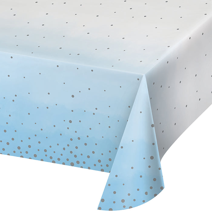 Blue and Silver Celebration Paper Tablecloths 6 ct