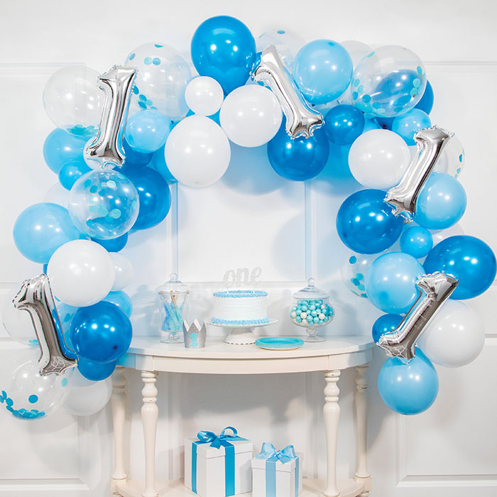 Blue First Birthday Ten Foot Balloon Arch Kit 462 ct