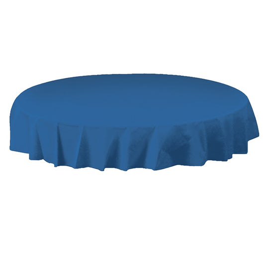 Blue Plastic Octy-Round Tablecloths 12 ct