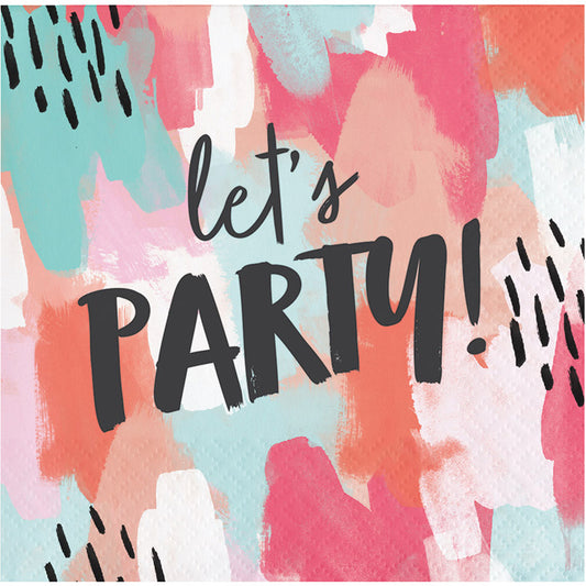 Brush Strokes Let's Party Beverage Napkins 288 ct