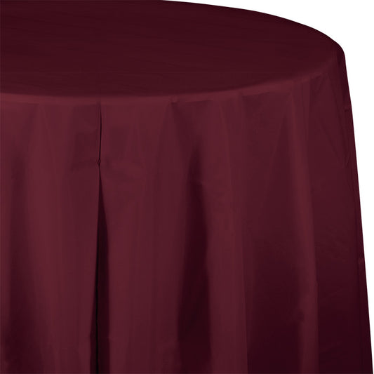 Burgundy Octy-Round Plastic Tablecloths 12 ct