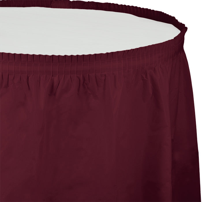 Burgundy Plastic Tableskirt 6 ct