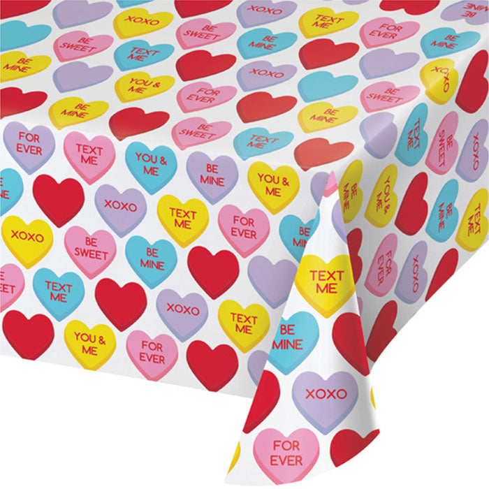 Candy Hearts Valentine's Day Plastic Tablecloths 12 ct