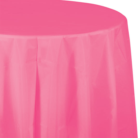 Candy Pink Octy-Round Plastic Tablecloths 12 ct