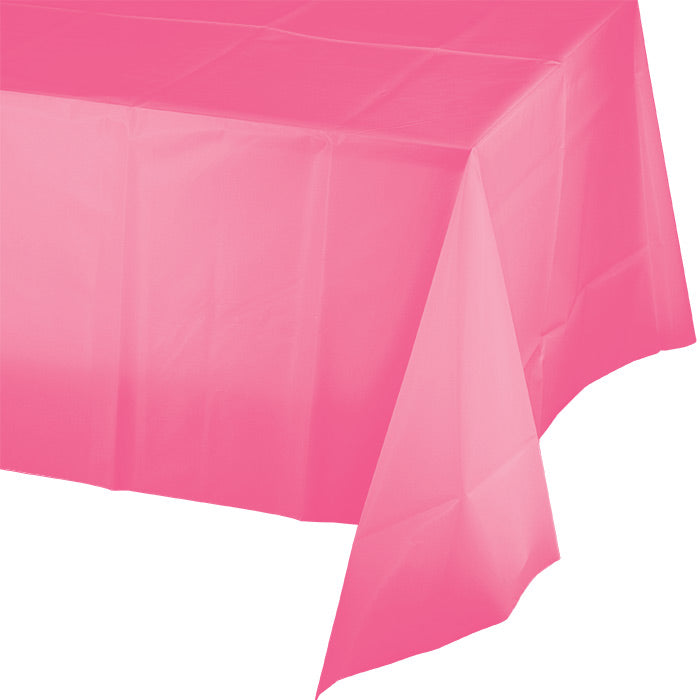 Candy Pink Plastic Tablecloths 12 ct