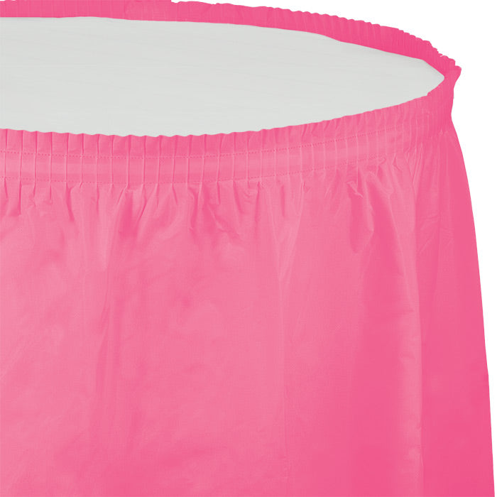 Candy Pink Plastic Tableskirt 6 ct