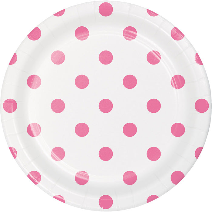 Candy Pink Polka Dots and Stripes Dessert Plates 96 ct