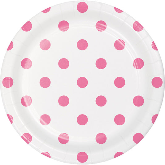 Candy Pink Polka Dots and Stripes Dessert Plates 96 ct