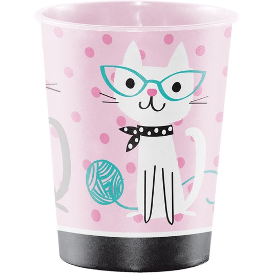 Cat Party 16 oz Plastic Keepsake Cups 12 ct