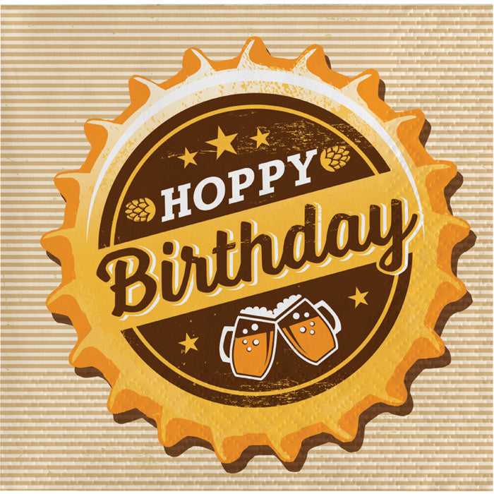 Cheers and Beers Beverage Napkins Hoppy Birthday 192 ct