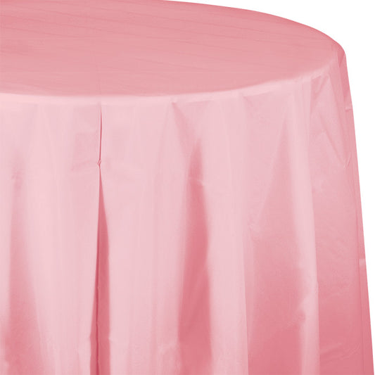 Classic Pink Octy-Round Plastic Tablecloths 12 ct