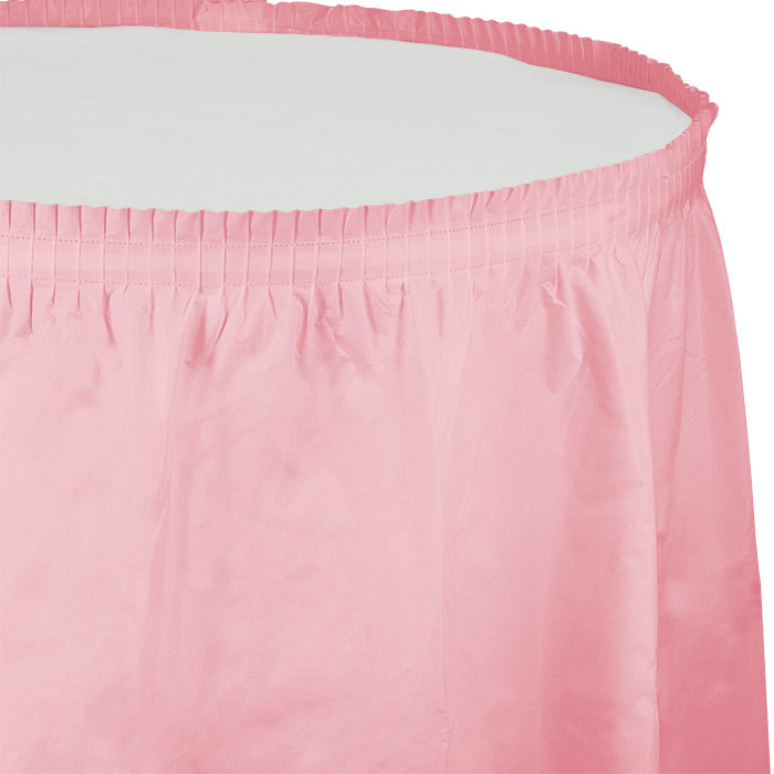 Classic Pink Plastic Tableskirt 6 ct