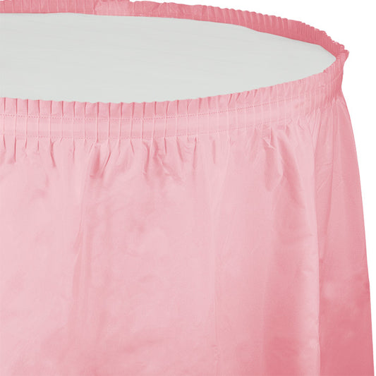 Classic Pink Plastic Tableskirt 6 ct