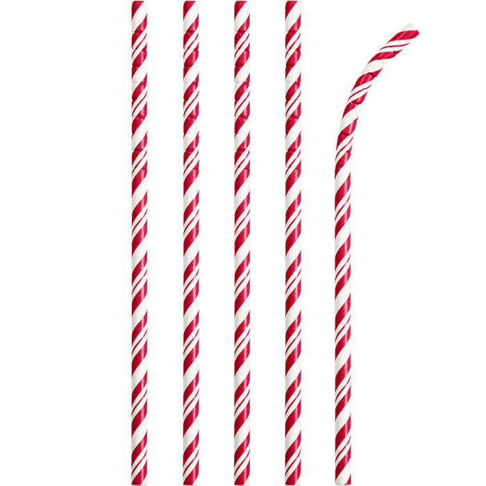 Classic Red and White Striped Flex Paper Straws 144 ct