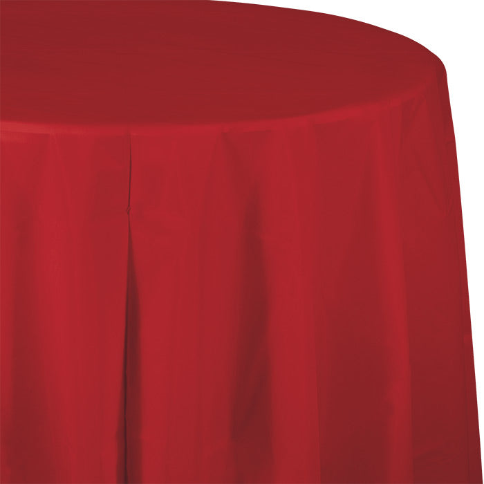 Classic Red Octy-Round Plastic Tablecloths 12 ct