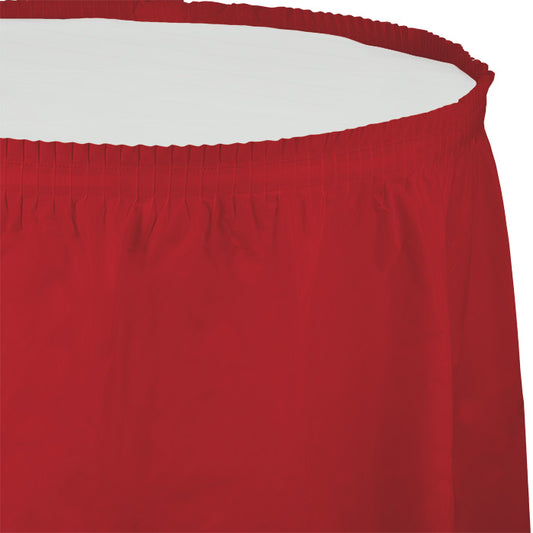 Classic Red Plastic Tableskirt 6 ct