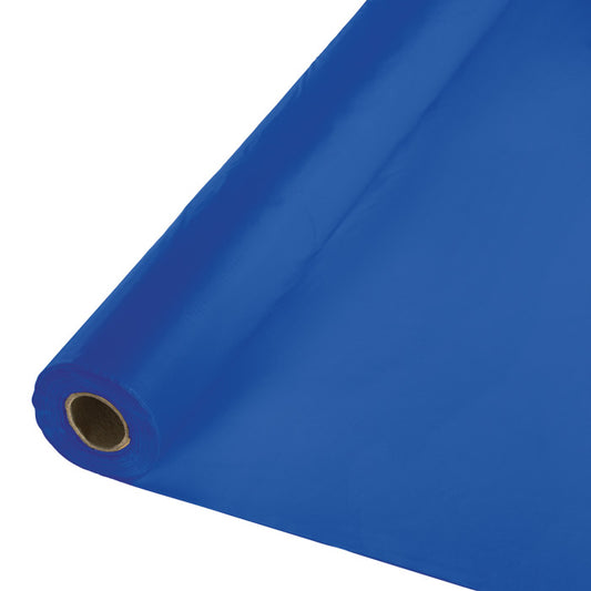 Cobalt Blue Banquet Plastic Table Cloth Roll 1 ct