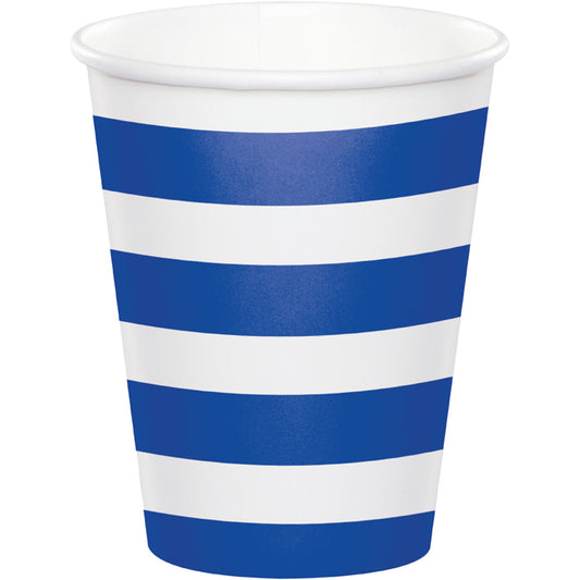 Cobalt Blue Polka Dots and Stripes Paper Cups 96 ct