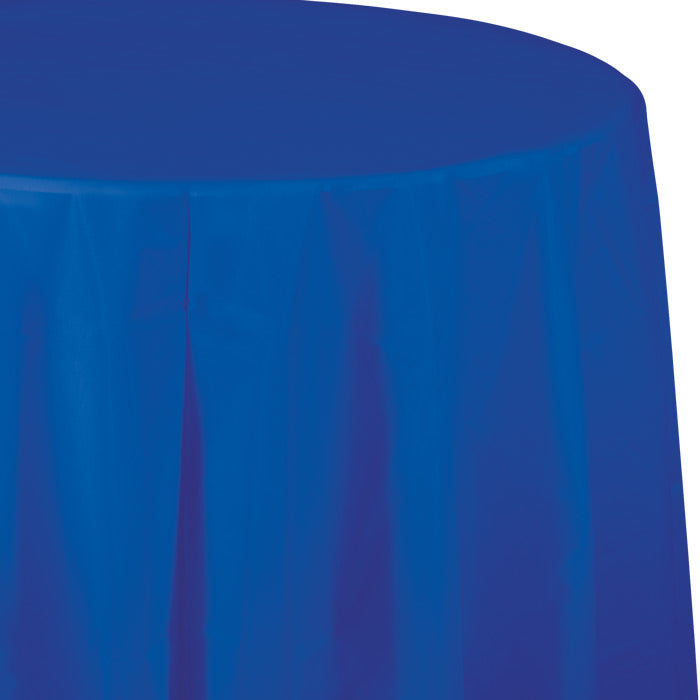 Cobalt Blue Round Plastic Tablecloths 12 ct