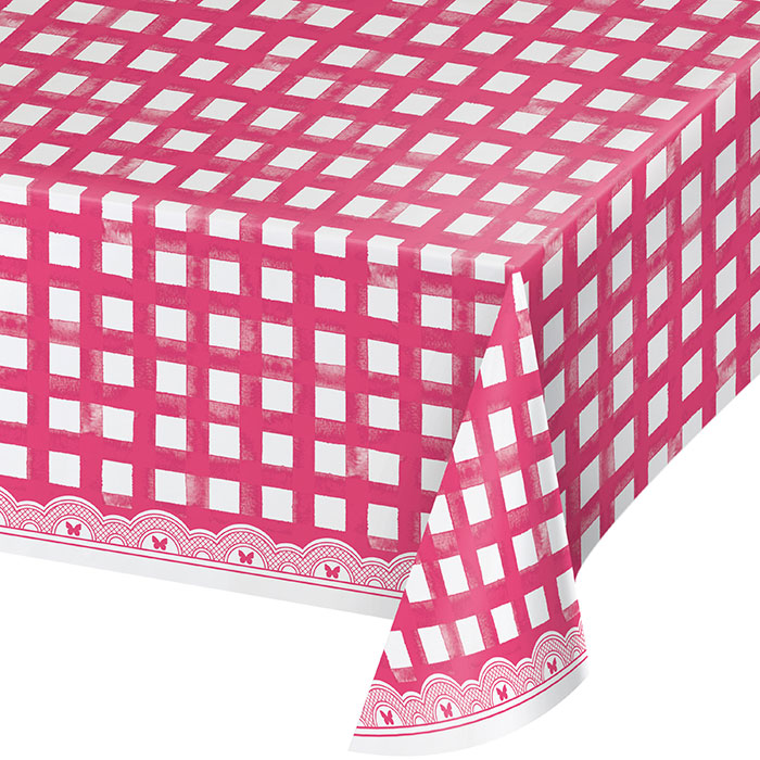 Dolly Parton Pink Gingham Print Paper Tablecloths 6 ct