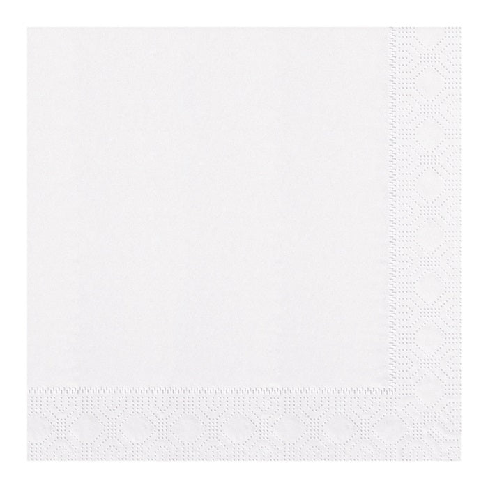 Embossed White Dinner Napkins 17" x 17" 1/4 Fold 1,200 ct