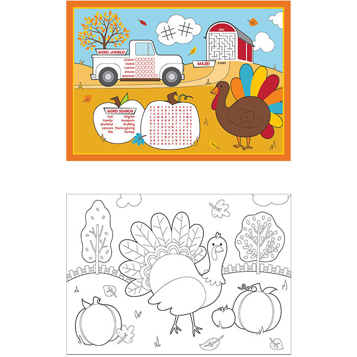 Fall Fun Activity Placemats 96 ct