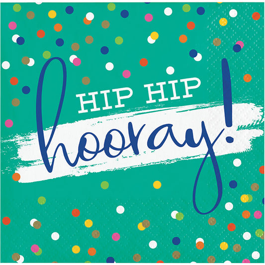 Festive Cake Hip Hip Hooray Beverage Napkins 192 ct