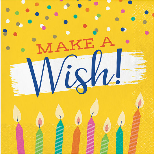 Festive Cake Make a Wish Luncheon Napkins 192 ct