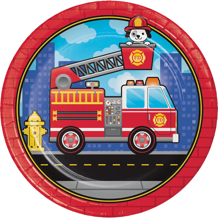 Fire Truck Dinner Plates 96 ct