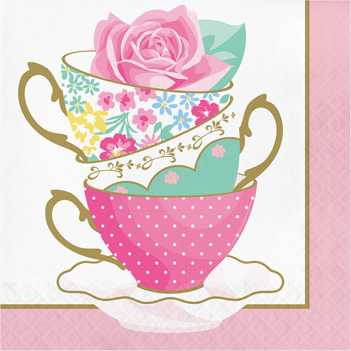 Floral Tea Party Teacups Luncheon Napkins 192 ct