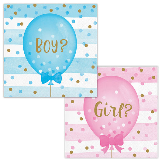 Gender Reveal Balloons Beverage Napkins 192 ct