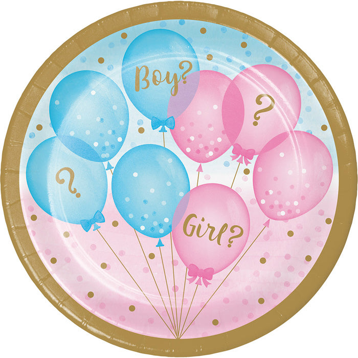 Gender Reveal Balloons Dessert Plates 96 ct