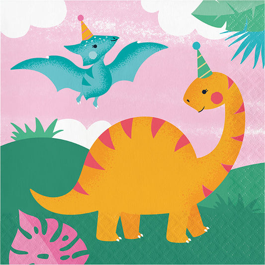 Girl Dino Party Napkins 192 ct