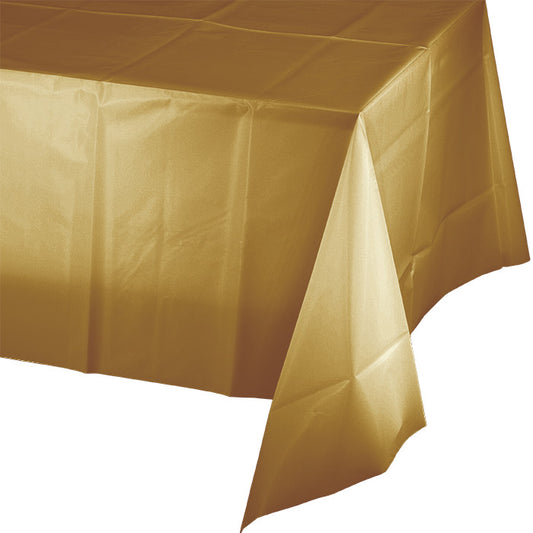 Glittering Gold Plastic Tablecloths 12 ct