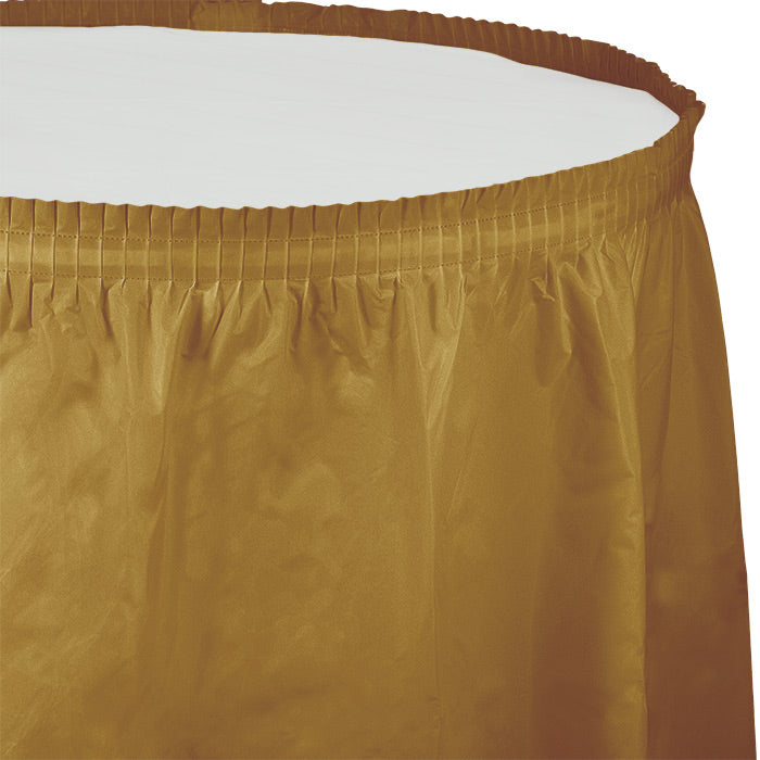 Glittering Gold Plastic Tableskirt 6 ct