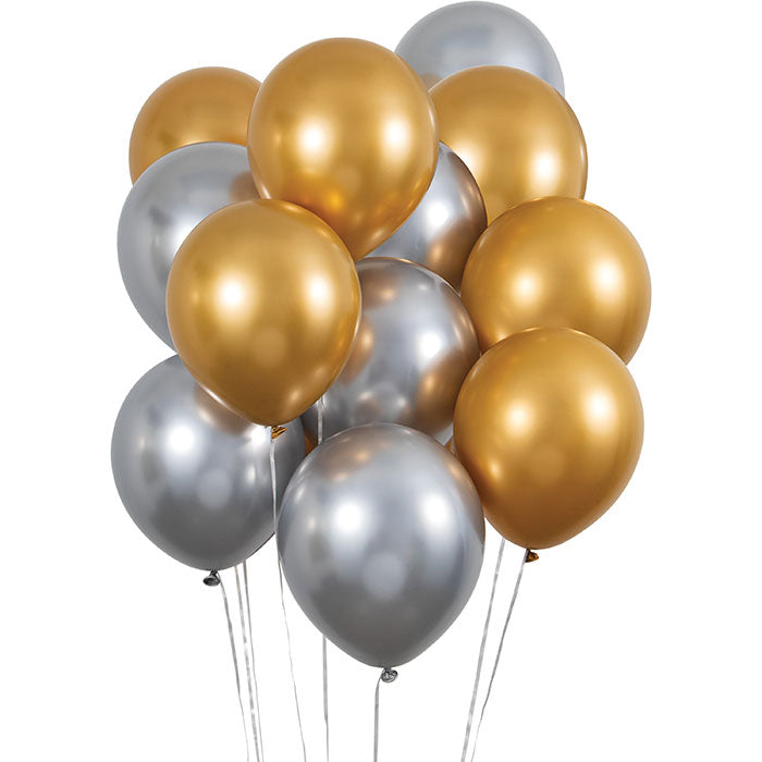 Gold and Silver Balloon Bunch 144 ct