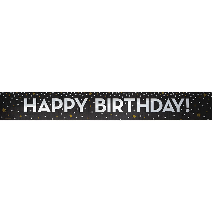 Gold and Silver Happy Birthday Foil Banners 12 ct