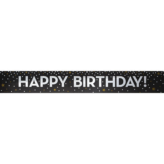 Gold and Silver Happy Birthday Foil Banners 12 ct