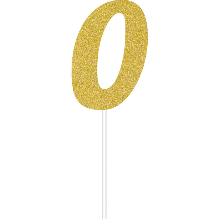 Gold Glitter #0 Cake Toppers 12 ct