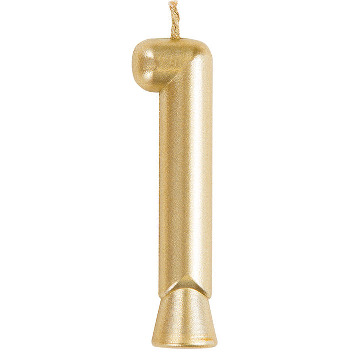 Gold Number 1 Candles 12 ct