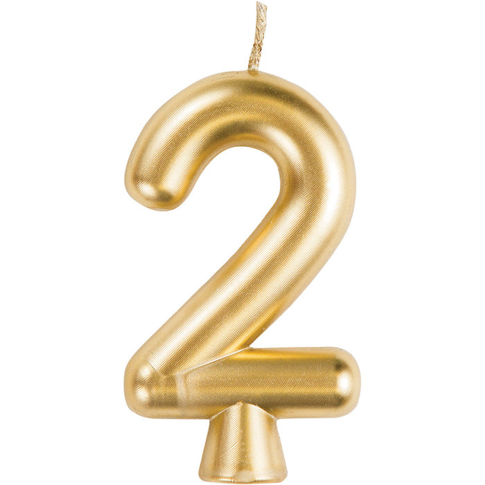 Gold Number 2 Candles 12 ct