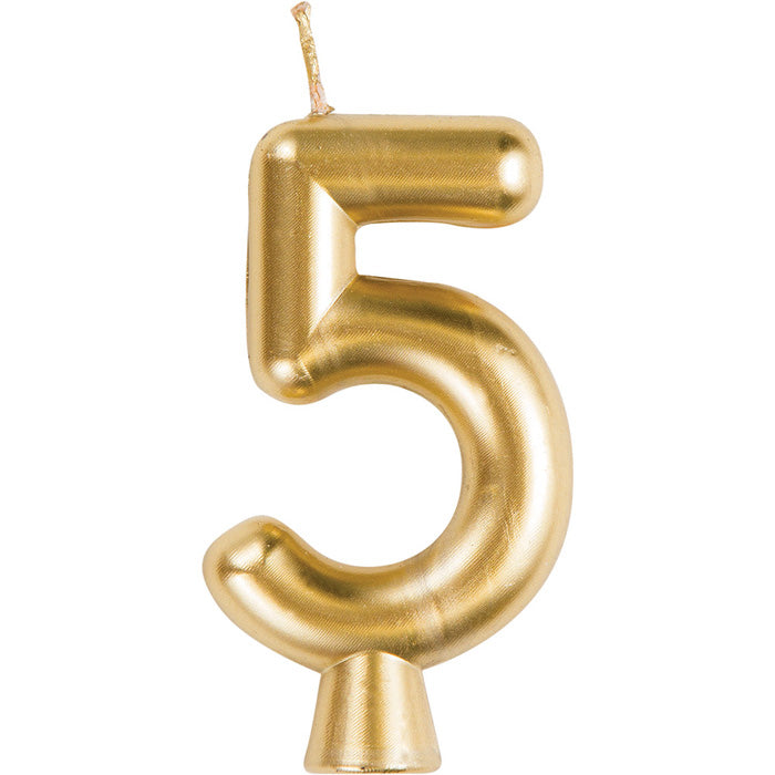 Gold Number 5 Candles 12 ct