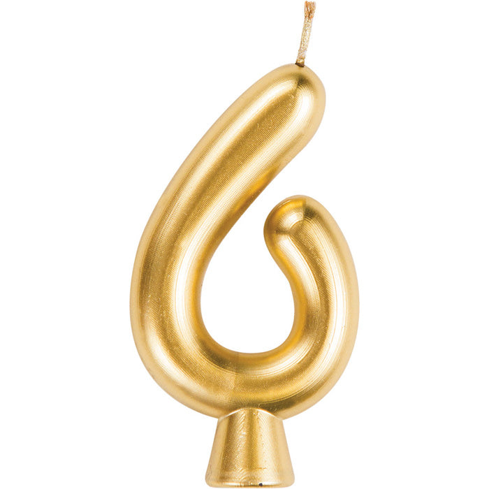 Gold Number 6 Candles 12 ct