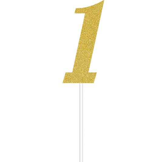 Gold Number One Cake Toppers 12 ct