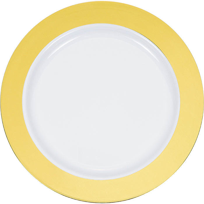 Gold Rim Plastic Banquet Plates 120 ct