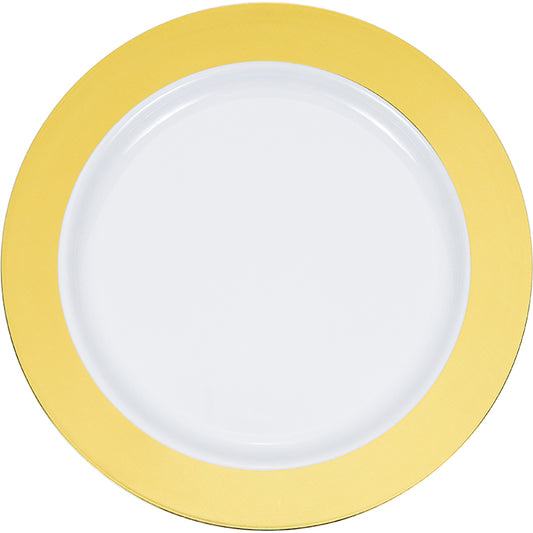 Gold Rim Plastic Banquet Plates 120 ct