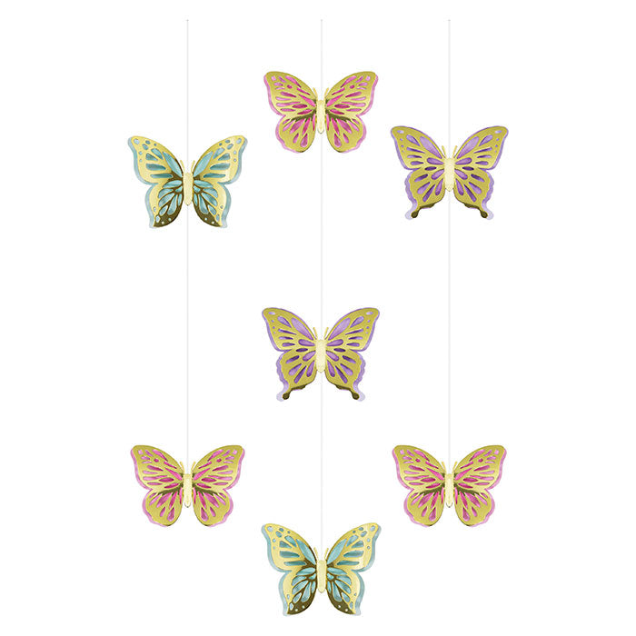 Golden Butterfly Hanging Cutouts 36 ct