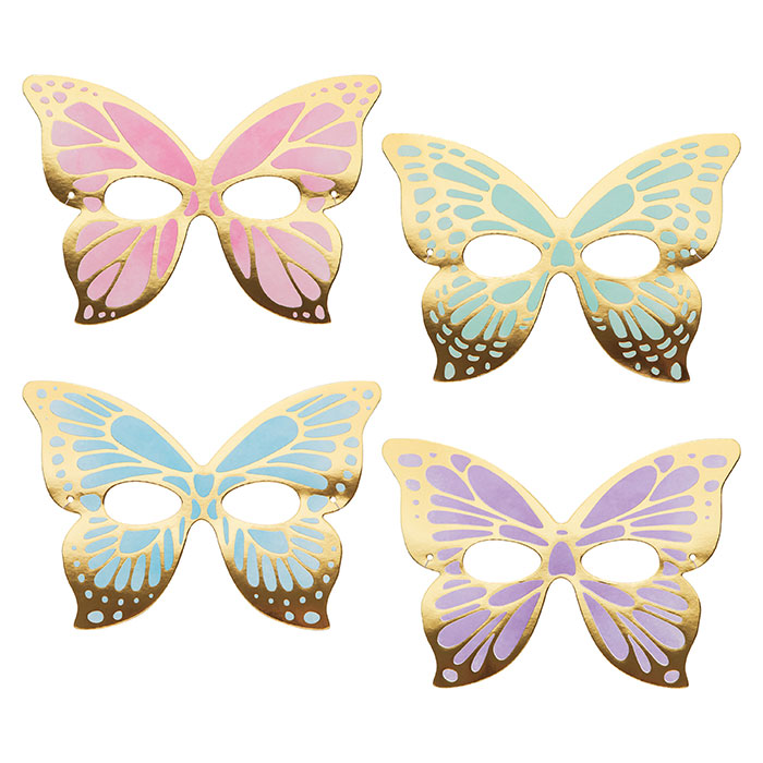 Golden Butterfly Paper Masks 48 ct