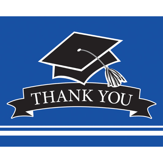 Graduation School Spirit Blue Thank You Notes 75 ct