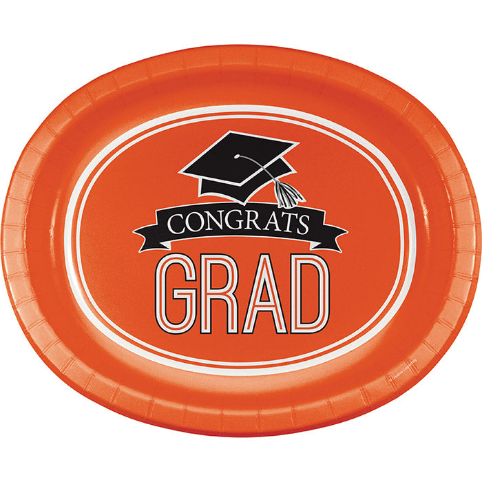 Graduation School Spirit Orange Oval Plates 96 ct